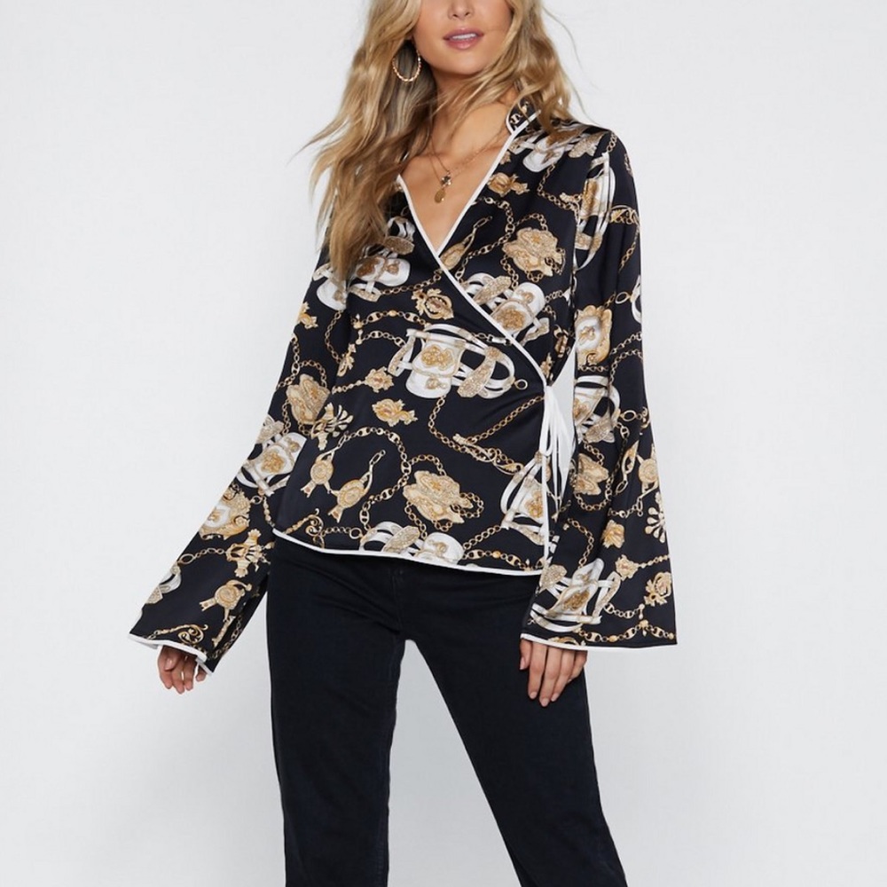 Nasty Gal Chiffon Wrap Blouse